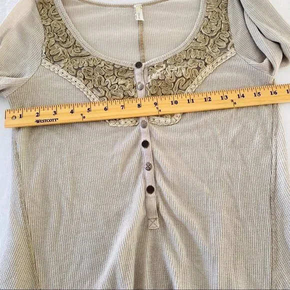 Free People Diego Thermal Henley Long Sleeve Top Medium - Picture 8 of 12